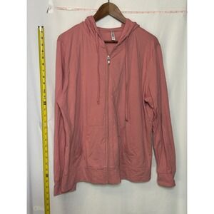 Sofra Activewear Pink Cotton Blend Full Zip‎ Hoodie Sweatshirt Women's 2XL